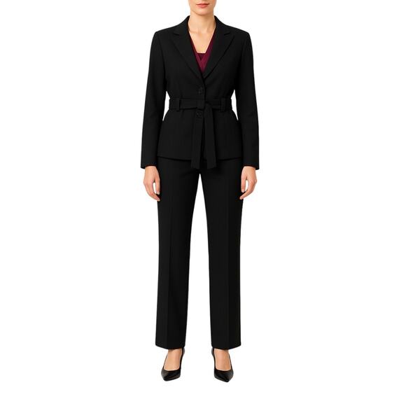 Larry Levine Black Women's Pantsuit Blazer & Straight Leg Dress Pants 4 Small - Picture 1 of 9
